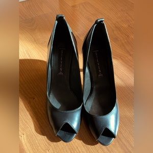 Steven By Steve Madden Black Peep-Toe Heels